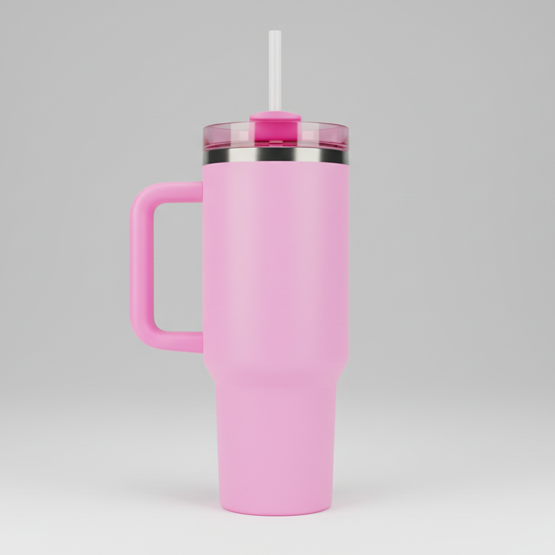 40oz Mirror Black Plated Tumbler -Bubble Gum