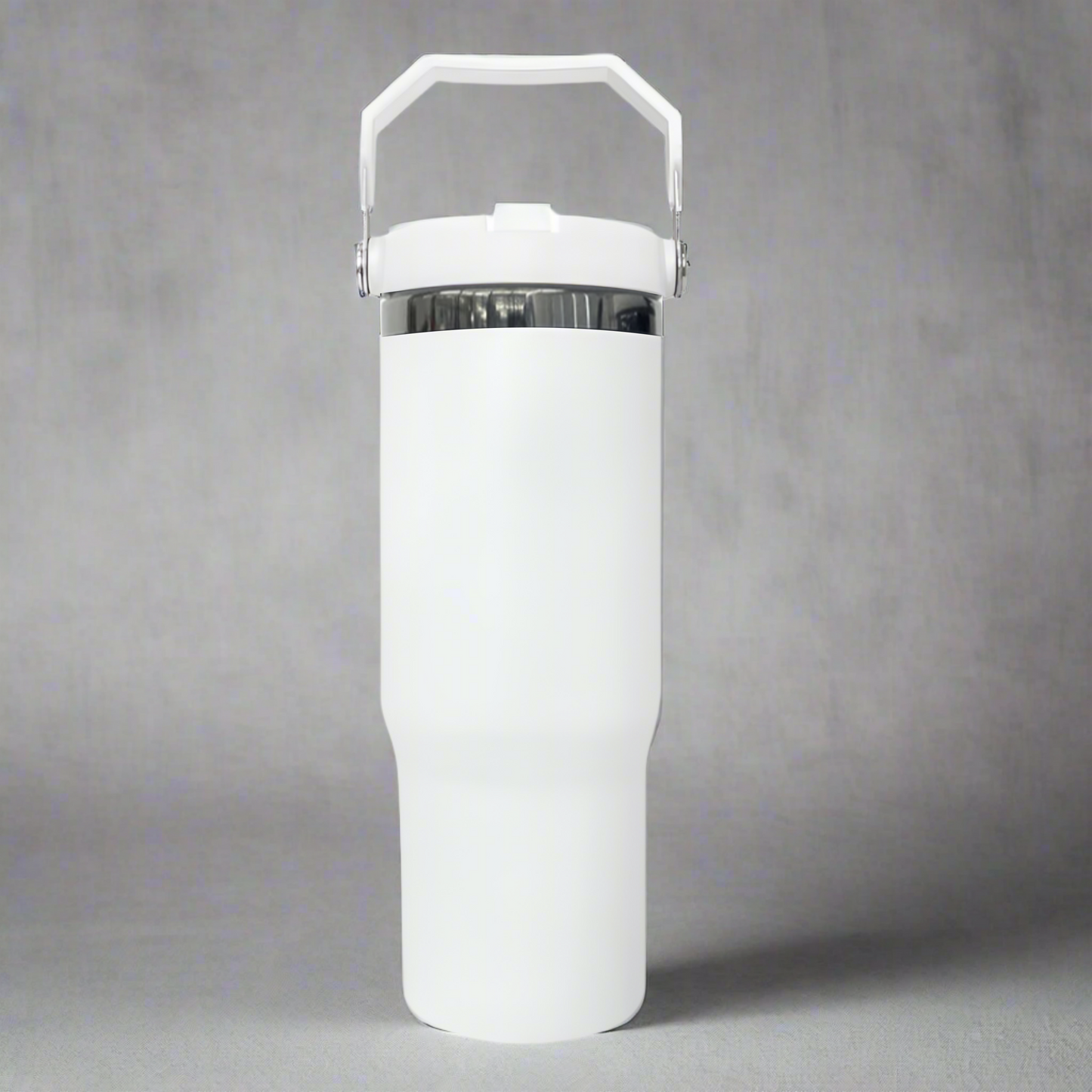 30oz Black Plated Flip Tumbler - White