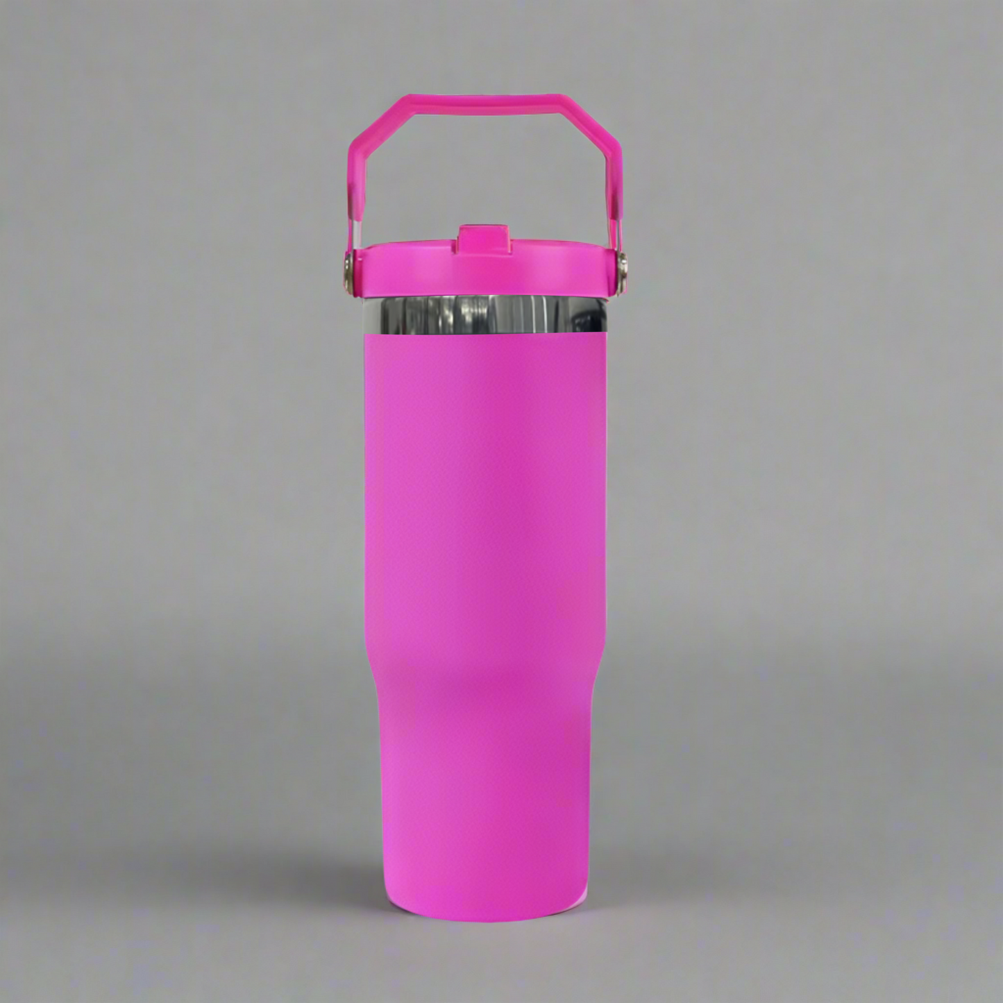 30oz Black Plated Flip Tumbler - Hot Pink