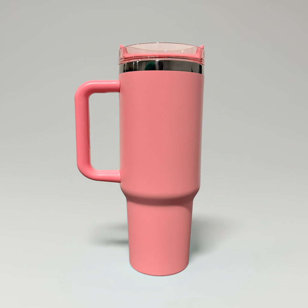 40oz Mirror Black Plated Tumbler - Bubble Gum
