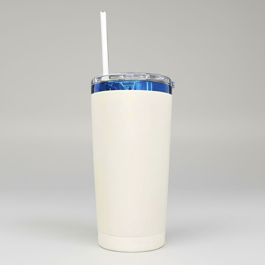 20oz Blue Plated Tumbler - Cream