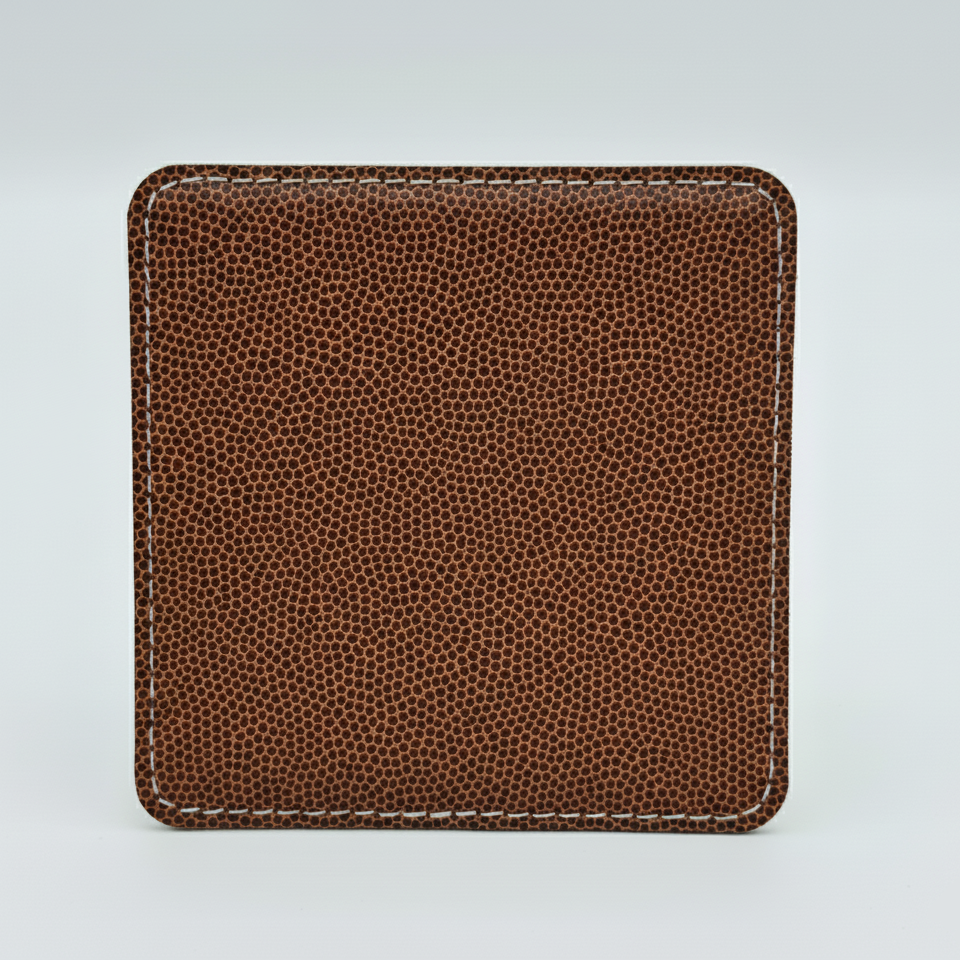 Leatherette Coaster - Football/Black