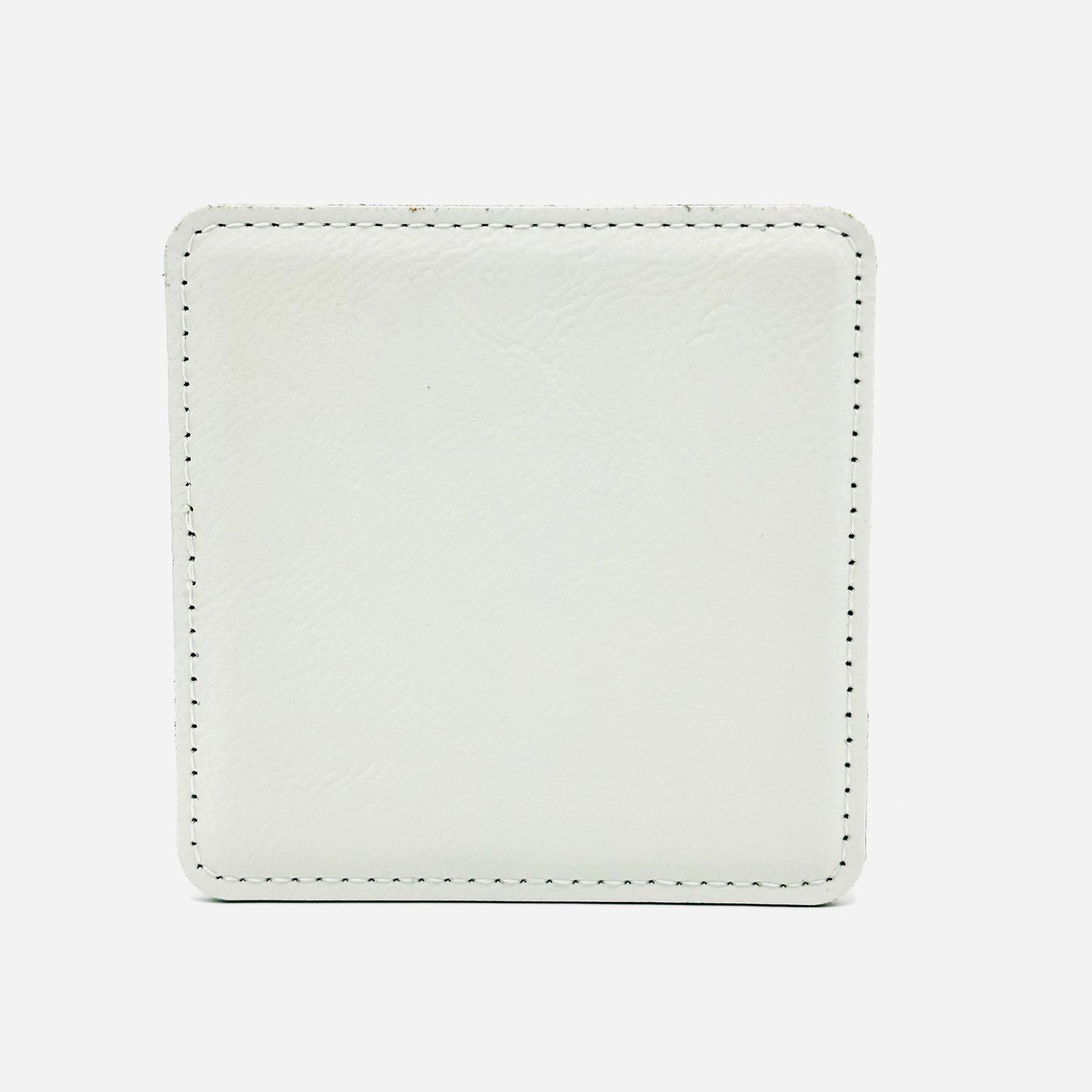 Leatherette Coaster - White/Black