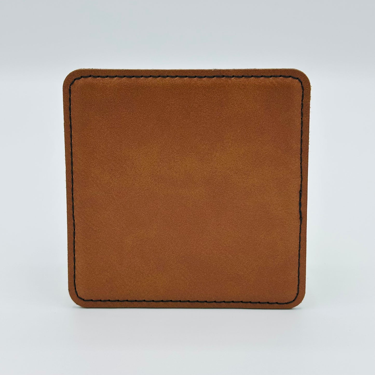 Leatherette Coaster - Light Brown/Black