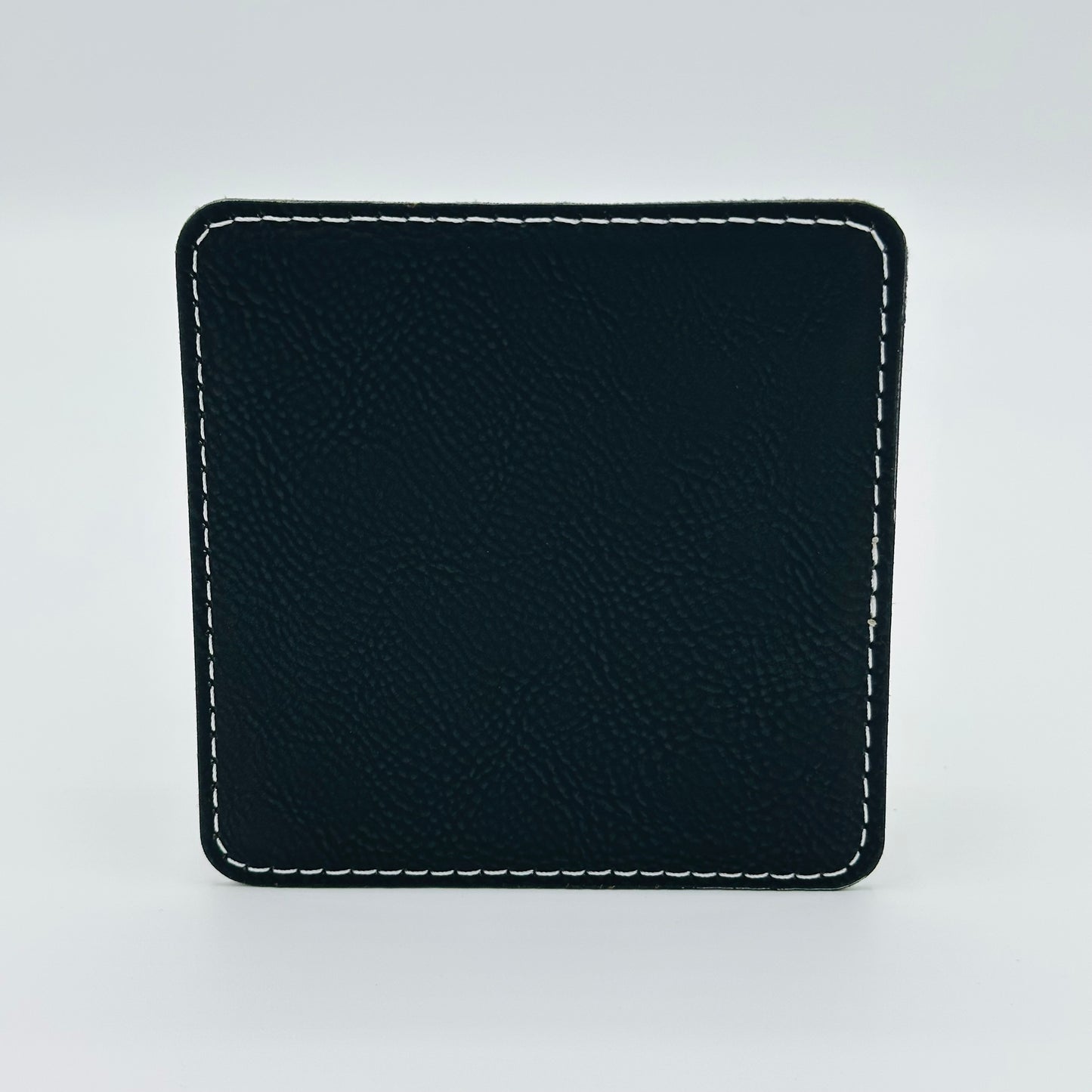 Leatherette Coaster - Black/Silver