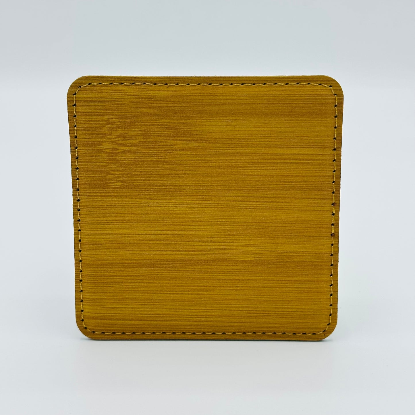 Leatherette Coaster - Bamboo/Black