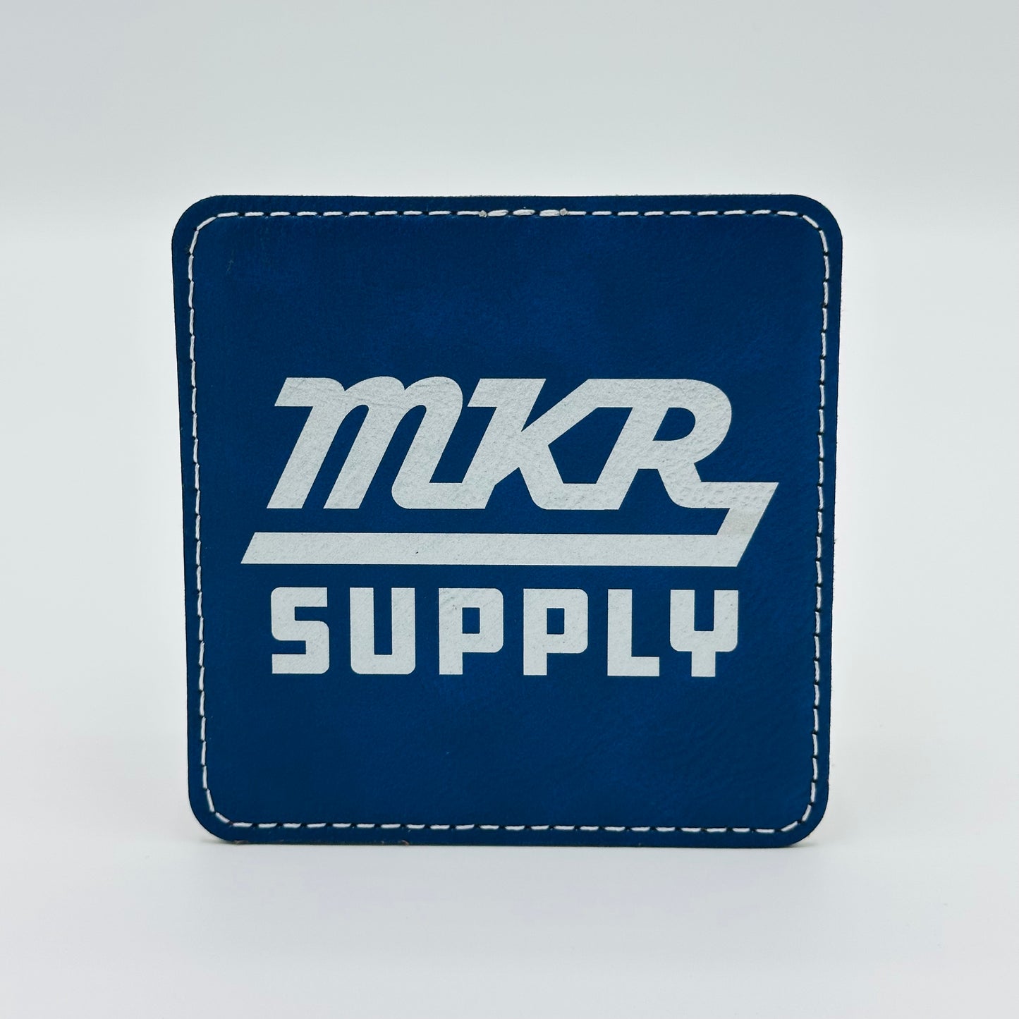 Leatherette Coaster - Blue/Silver