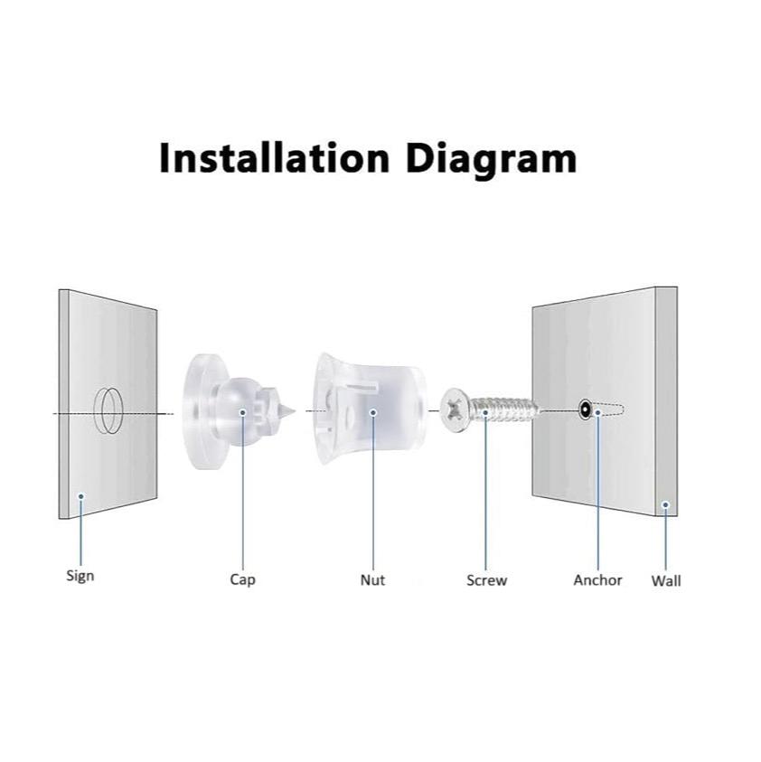Hidden Clip-In Acrylic Standoffs - 14mm (20 pack)