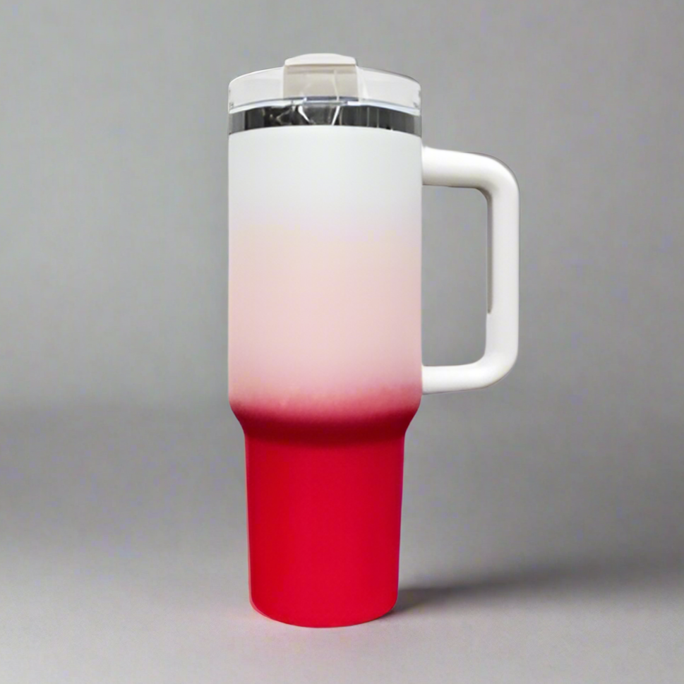 40oz Mirror Black Plated Tumbler - Ombre Red