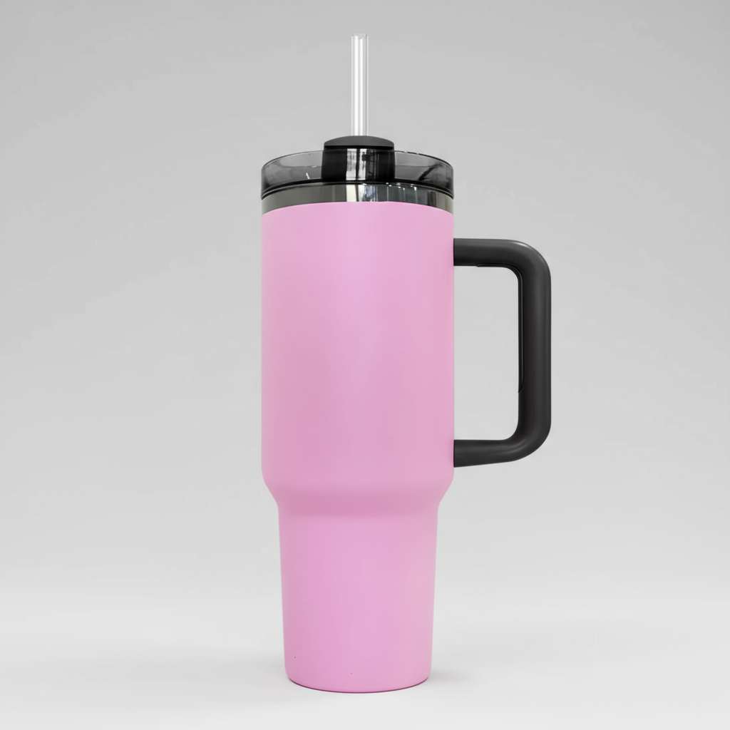 40oz Mirror Black Plated Tumbler - Pink