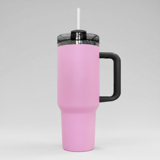 40oz Mirror Black Plated Tumbler - Pink