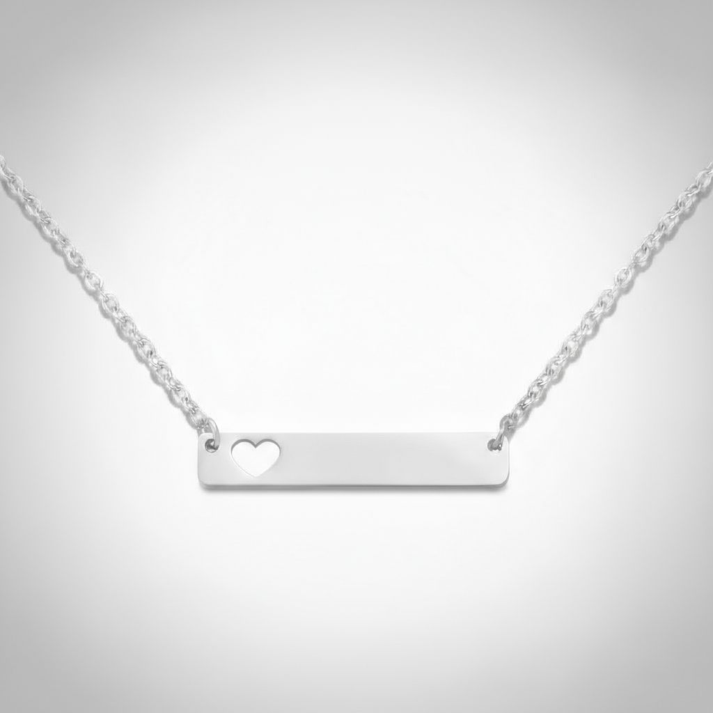 Heart Stamped Bar Necklace
