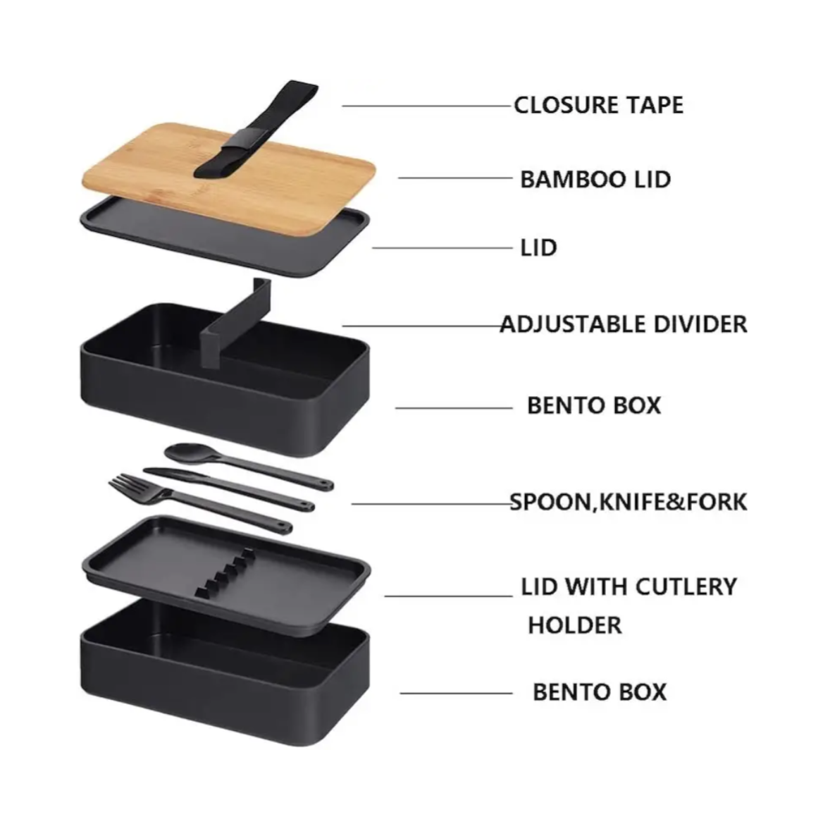 Bamboo Topped Bento Box - Double Layer