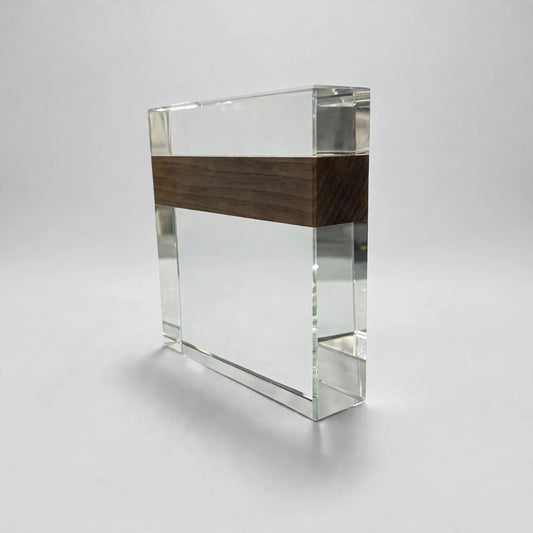 K9 Crystal Block with Wood Band - angled view