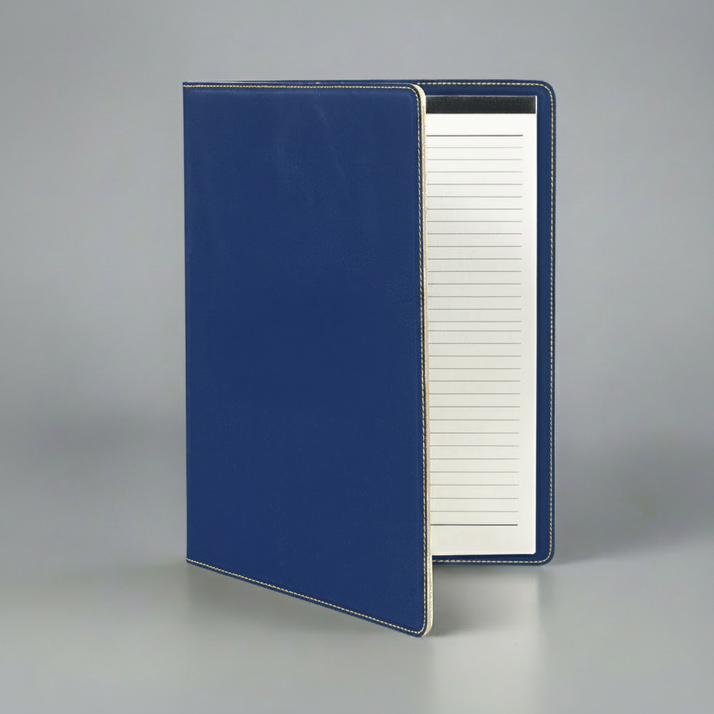 Leatherette Portfolio - Blue/Gold