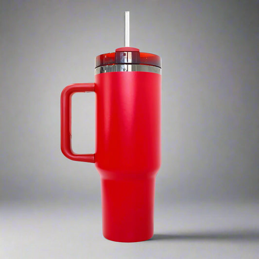 40oz Mirror Black Plated Tumbler - Red