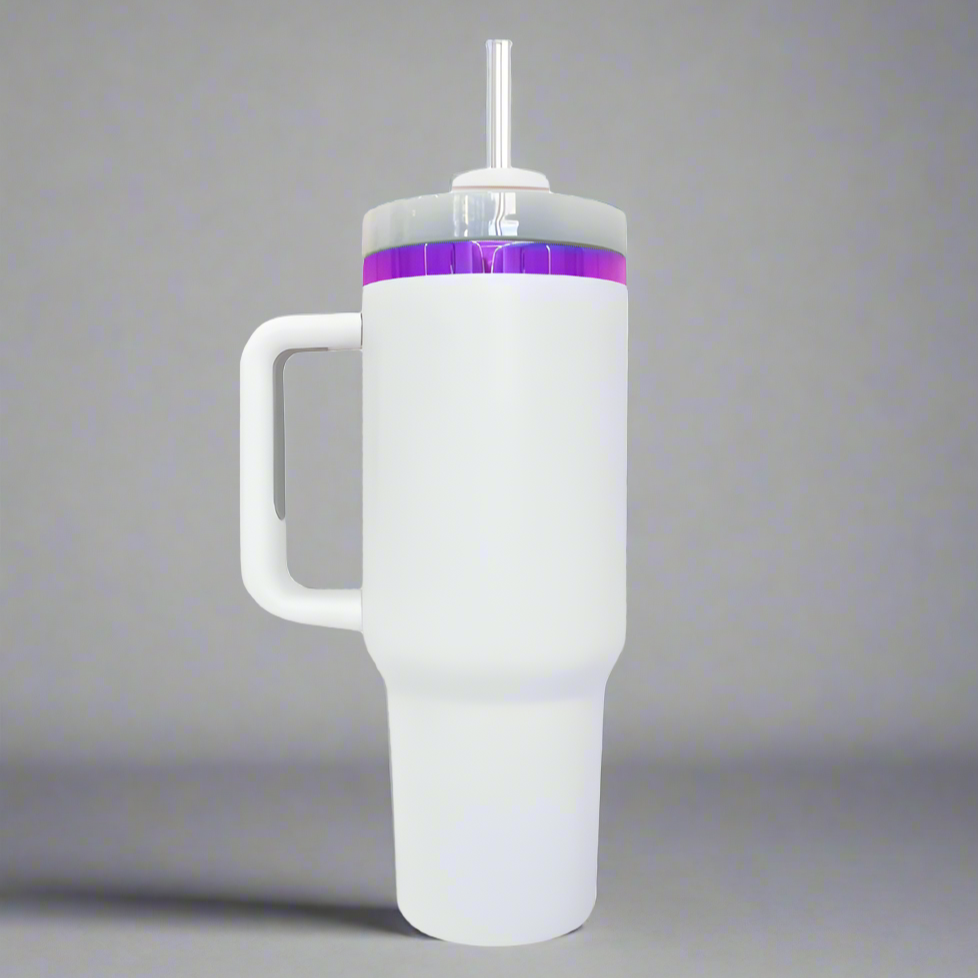 40oz Purple/Pink Plated Tumbler - White