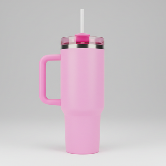 40oz Mirror Black Plated Tumbler -Bubble Gum