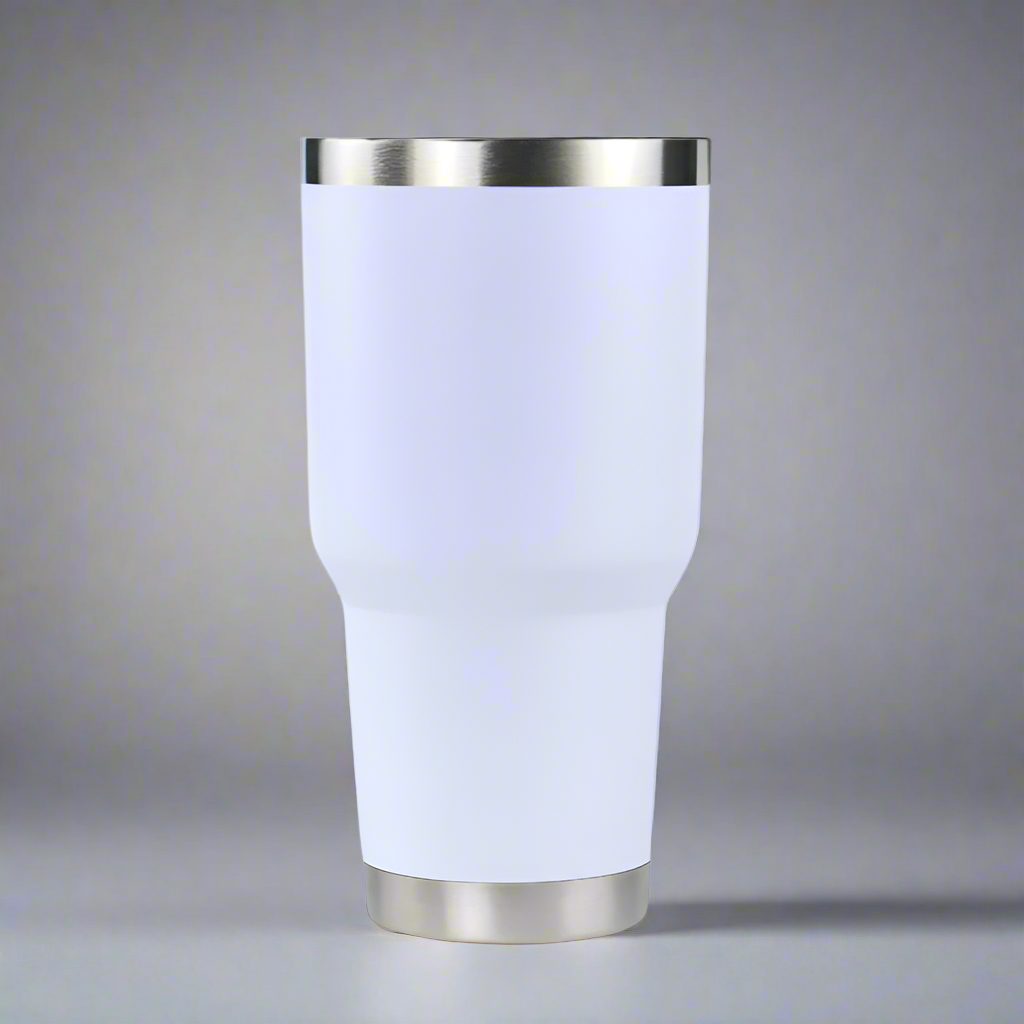 30oz Stainless Tumbler w/ Magnet Sliding Lid - White