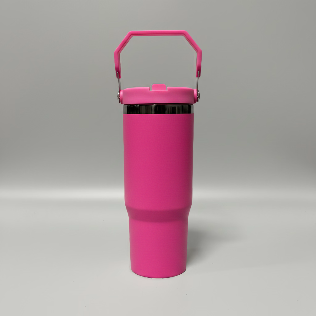 30oz Black Plated Flip Tumbler - Hot Pink