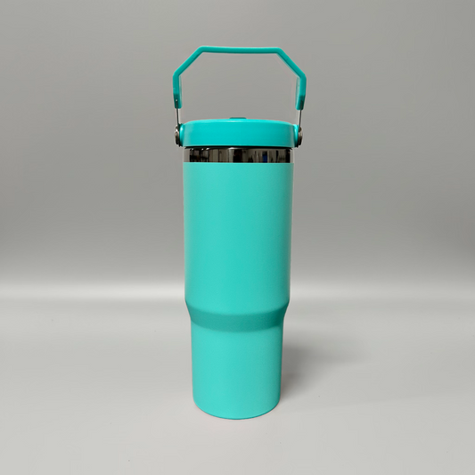30oz Black Plated Flip Tumbler - Turquoise