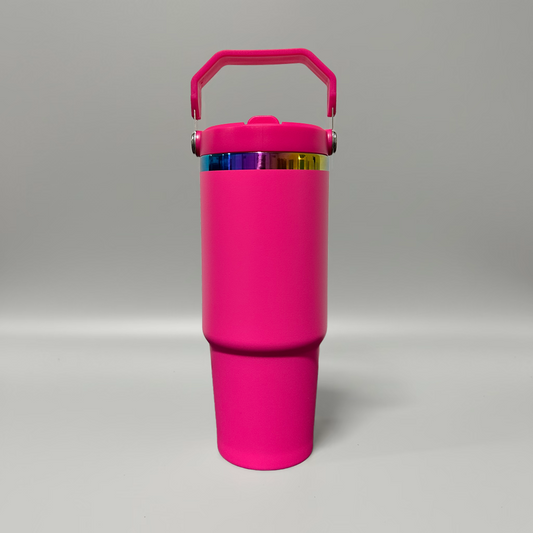 30oz Rainbow Plated Flip Tumbler - Hot Pink