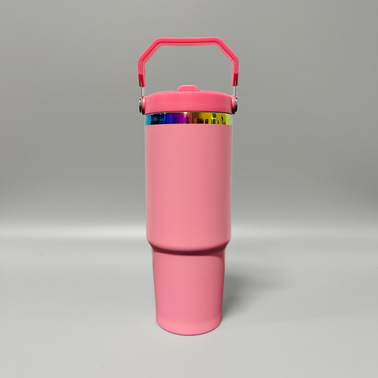 30oz Rainbow Plated Flip Tumbler - Pink