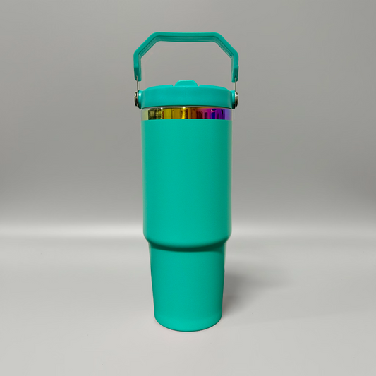 30oz Rainbow Plated Flip Tumbler - Turquoise
