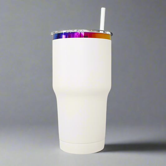 30oz Rainbow Plated Tumbler - Cream