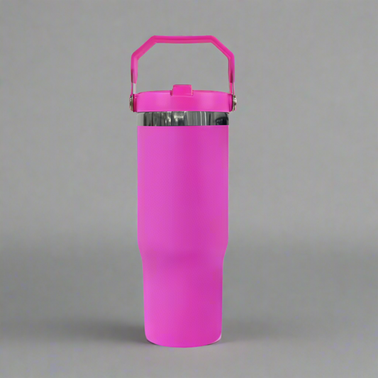30oz Black Plated Flip Tumbler - Hot Pink