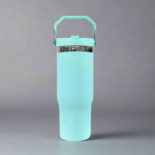 30oz Black Plated Flip Tumbler - Turquoise