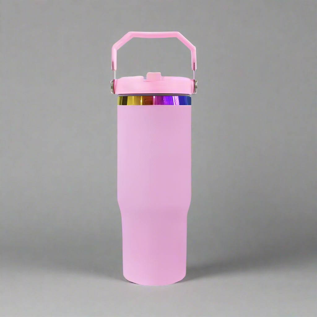 30oz Rainbow Plated Flip Tumbler - Pink