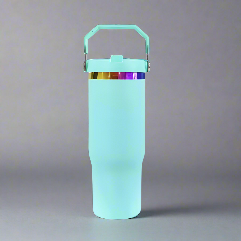 30oz Rainbow Plated Flip Tumbler - Turquoise