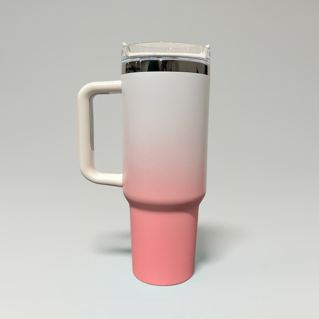 40oz Mirror Black Plated Tumbler - Ombre Pink