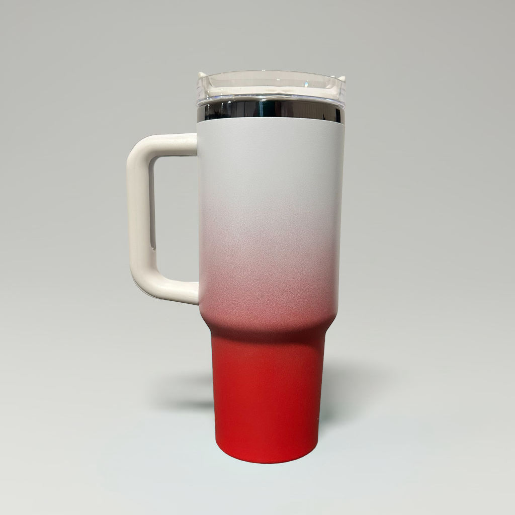 40oz Mirror Black Plated Tumbler - Ombre Red