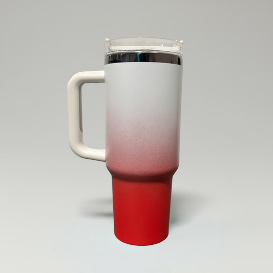 40oz Mirror Black Plated Tumbler - Ombre Red