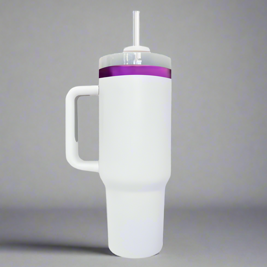 40oz Purple/Pink Plated Tumbler - White