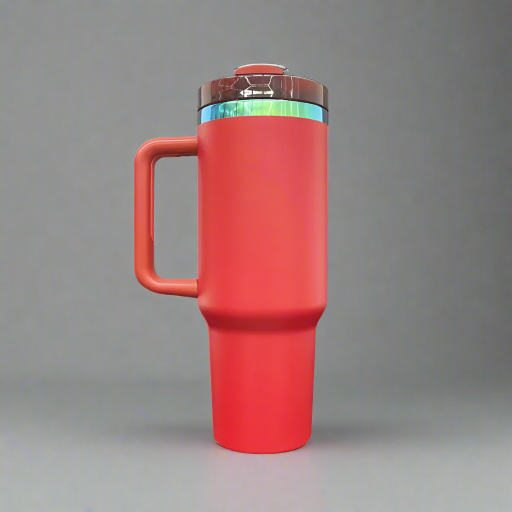 40oz Green/Blue Plated Tumbler - Red