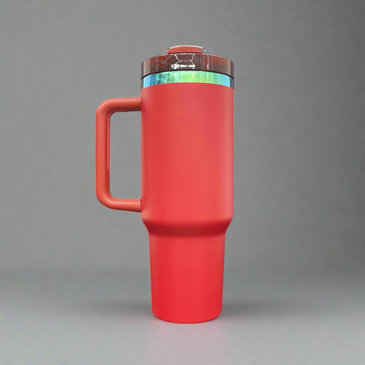 40oz Green/Blue Plated Tumbler - Red