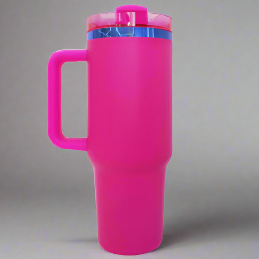 40oz Blue Plated Tumbler - Hot Pink