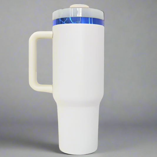 40oz Blue Plated Tumbler - Cream