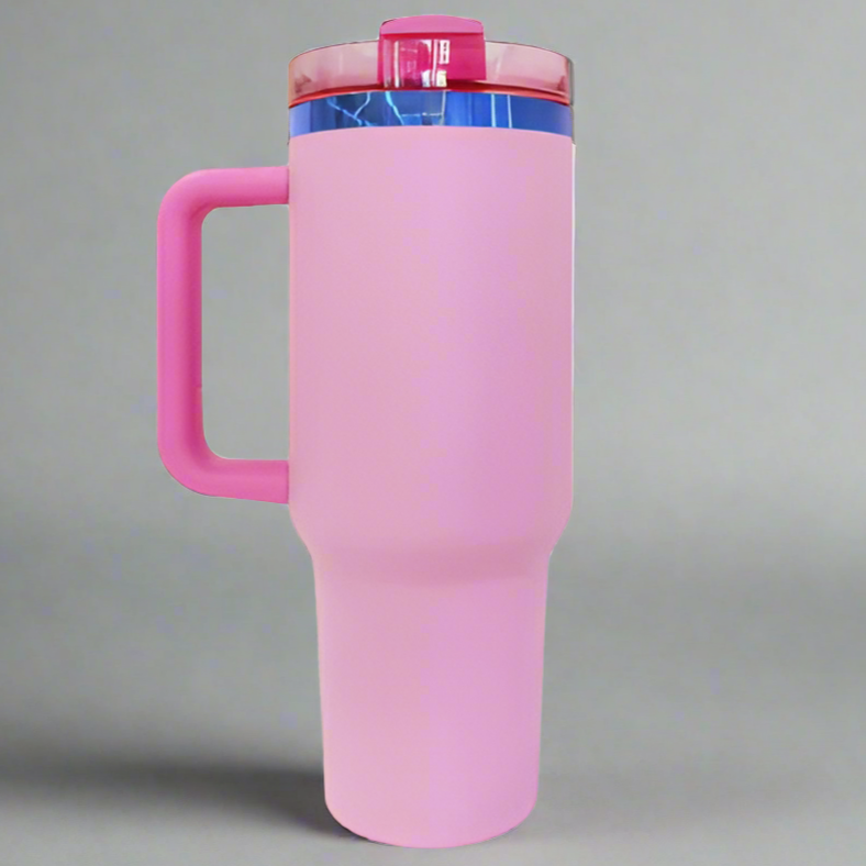 40oz Blue Plated Tumbler - Bubblegum