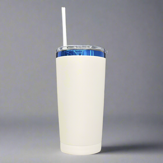 20oz Blue Plated Tumbler - Cream
