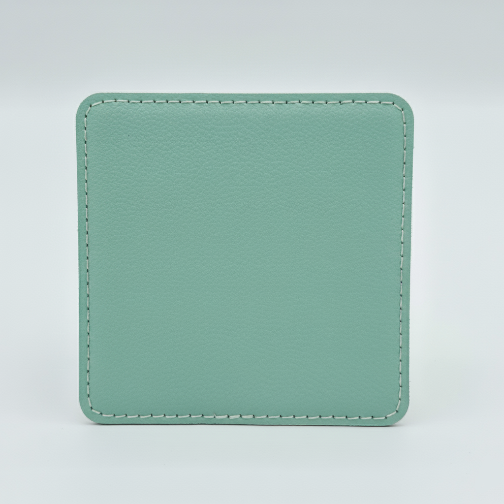 Leatherette Coaster - Teal/Black