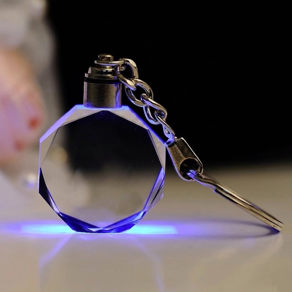 K9 Crystal LED Keychain - Octagon