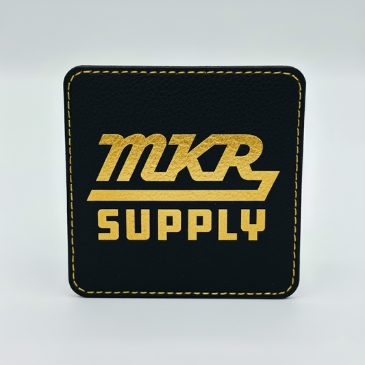 Leatherette Coaster - Black/Gold