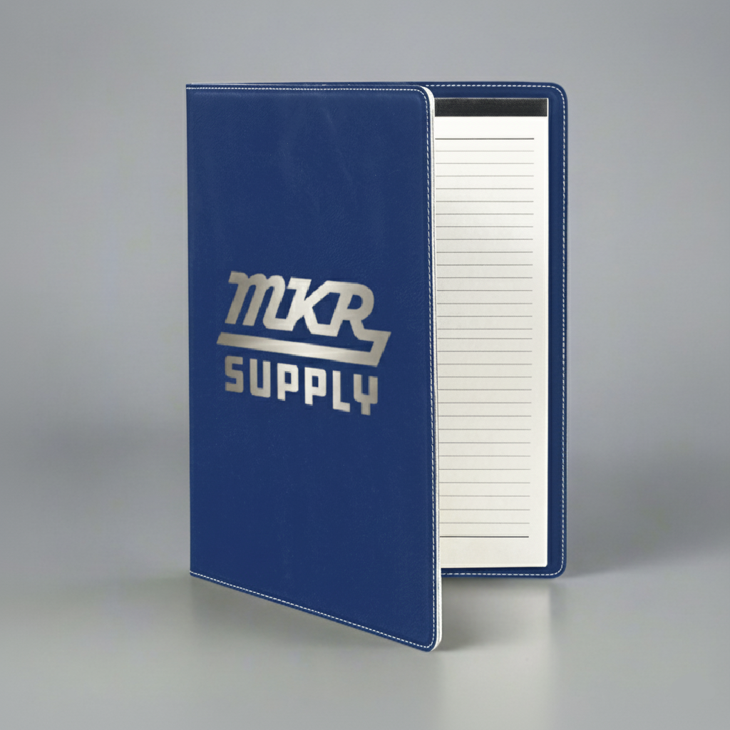 Leatherette Portfolio - Blue/Silver
