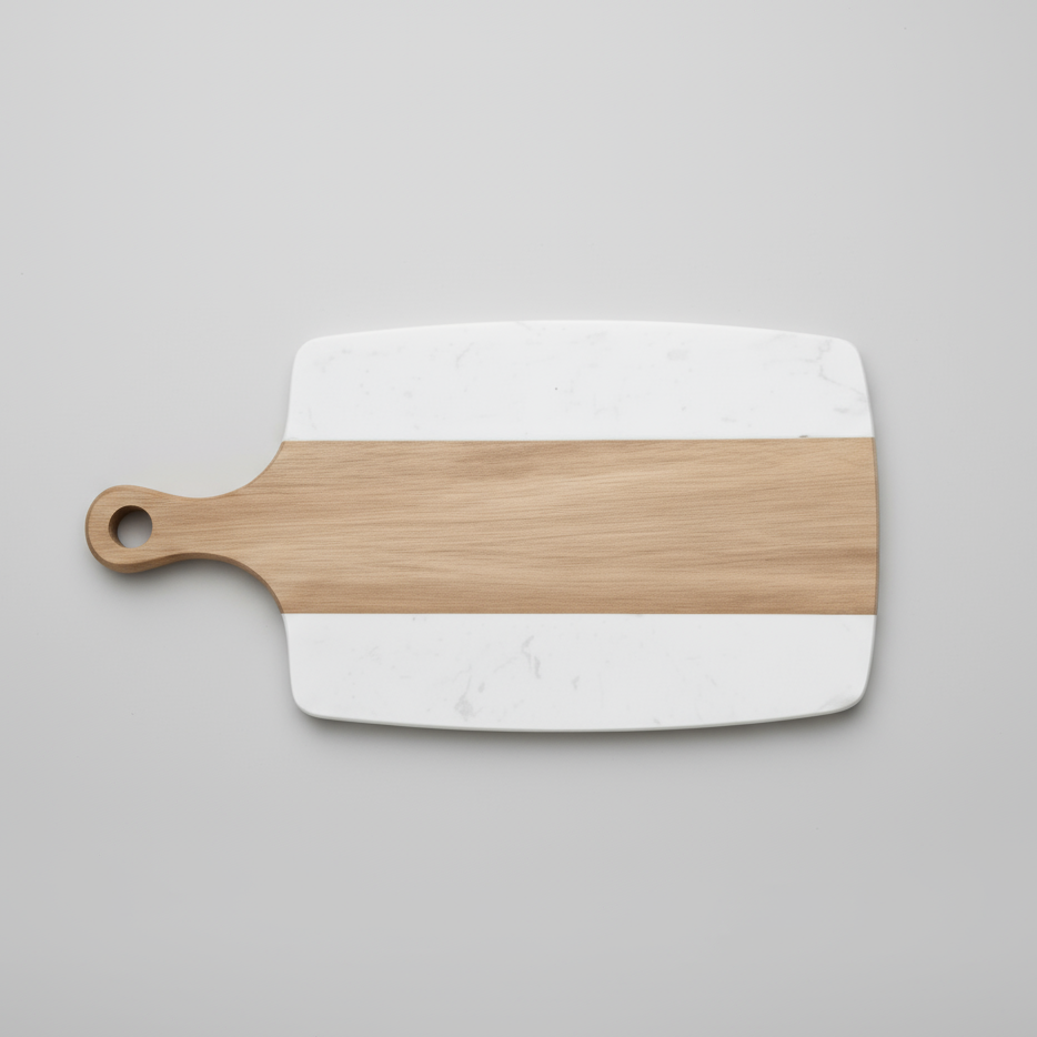 Acacia/White Marble Serving Board