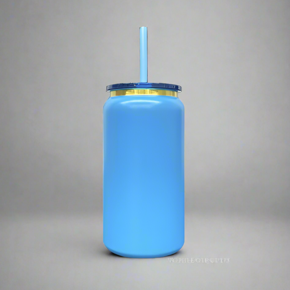 16oz Gold Plated Tumbler - Light Blue