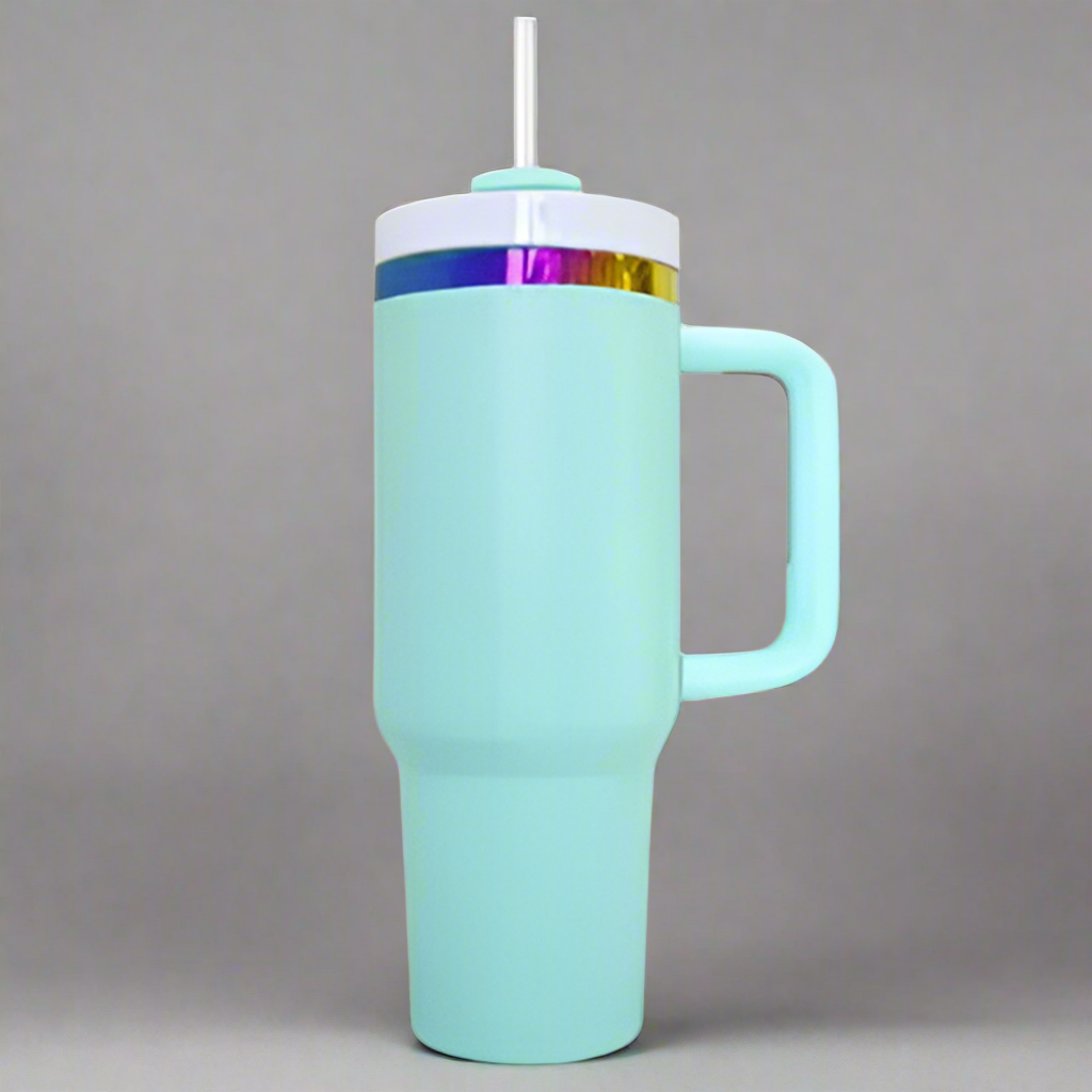 40oz Rainbow Plated Tumbler - Turquoise